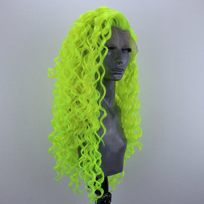 Peluca Ondas Grandes Fluorescente Cabello Largo con Encaje Frontal Fibra Sintética - Image 5