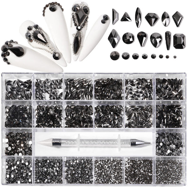 Set de Cristales y Strass para Uñas en Caja de 21 Compartimentos