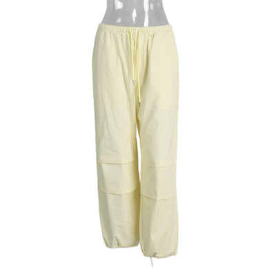 Pantalones Casuales Sueltos con Cordón Ajustable - Poliéster Liso para Mujer - Image 5