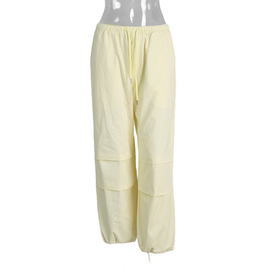 Pantalones Casuales Sueltos con Cordón Ajustable - Poliéster Liso para Mujer - Image 5