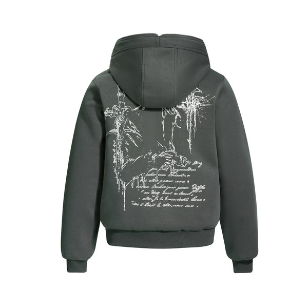 Sudadera Estampada con Cierre Americano de Manga Larga