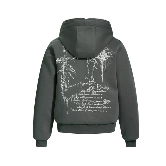 Sudadera Estampada con Cierre Americano de Manga Larga