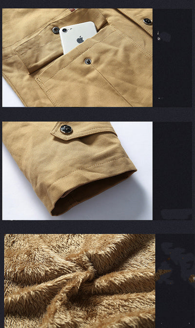 Chaqueta de Algodón Puro Lavado con Terciopelo Engrosado y Forro Removible - Image 12