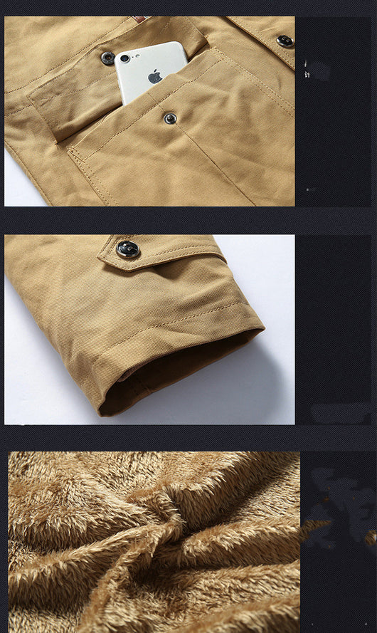 Chaqueta de Algodón Puro Lavado con Terciopelo Engrosado y Forro Removible - Image 12