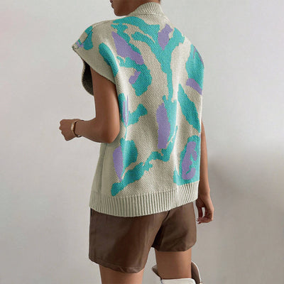 Chaleco Tejido Cuello V con Jacquard de Hilo - Image 4