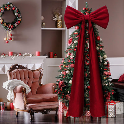 Moño Navideño de Terciopelo Oversized para el Hogar - Image 2