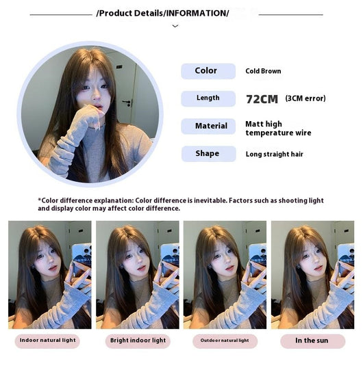 Peluca Larga Estratificada Cabello Liso Cobertura Total para Mujer - Image 8