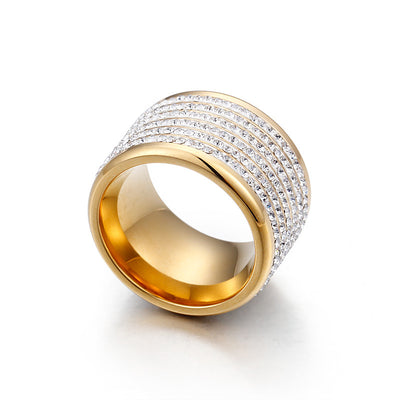 Anillo de Circones Brillantes con Cuatro Filas - Diseño Exagerado Europeo y Americano - Image 4