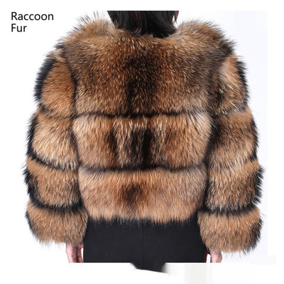 Abrigo de Piel de Mapache Corto para Mujer - Cuero y Fur Premium - Image 17