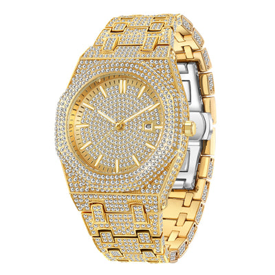 Reloj de Cuarzo para Hombre con Escala Árabe y Diamantes Hip Hop Europeo - Image 4