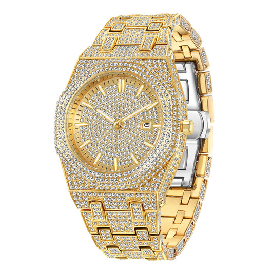 Reloj de Cuarzo para Hombre con Escala Árabe y Diamantes Hip Hop Europeo - Image 4