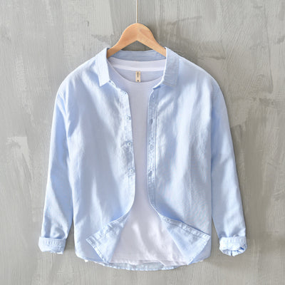Camisa Casual de Algodón y Lino para Hombre - Manga Larga Clásica - Image 4