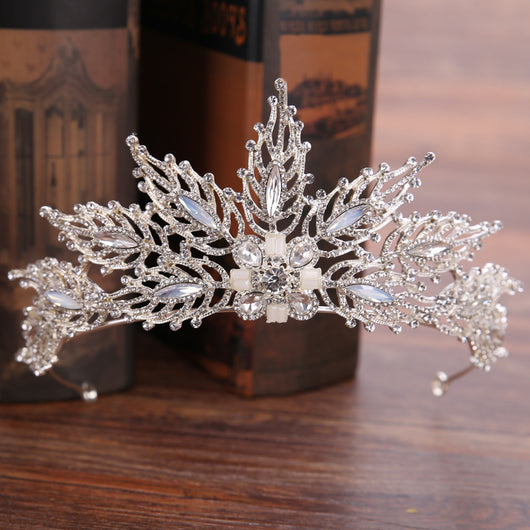 Corona Nupcial de Rhinestones Hoja Artesanal - Tocado Nupcial Exquisito - Image 7