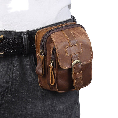 Bolsos de Cintura Retro en Cuero para Hombre - Image 8