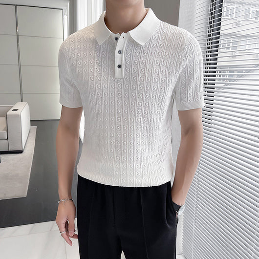 Camiseta Ejecutiva Jacquard de Manga Corta para Hombre - Image 5