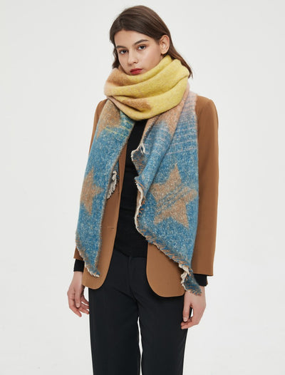 Chal Cálido Mujer Tejido Jacquard Combinado Otoño Invierno XINGX - Image 31