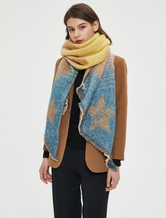 Chal Cálido Mujer Tejido Jacquard Combinado Otoño Invierno XINGX - Image 31