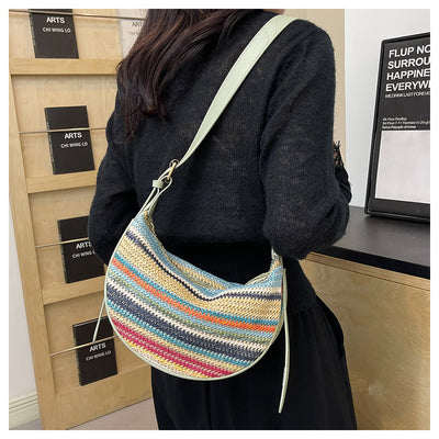 Bolsa Tote de Rafia Arcoíris para Mujer - Bolso Casual de Hombro - Image 21