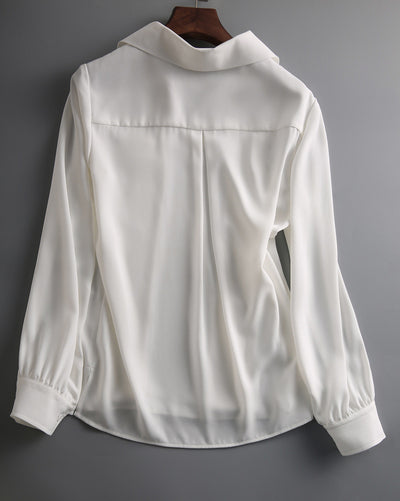 Blusa Profesional de Encaje y Gasa Elegante y Minimalista - Image 19