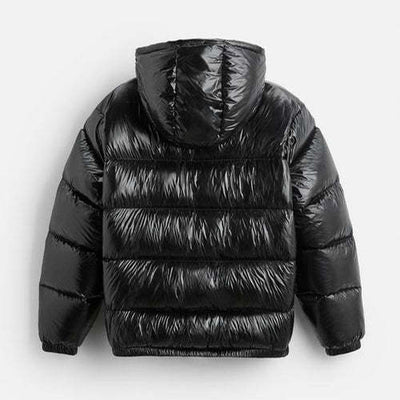 Abrigo Corto Acolchado Negro con Capucha para Otoño e Invierno - Image 5