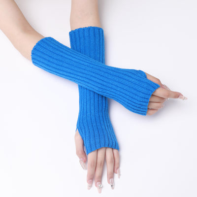 Guantes Largos Rayados de Lana para Otoño e Invierno - Mangas Calentadoras sin Dedos - Image 21