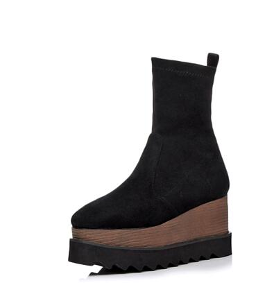 Botas Plataforma Wedge Punta Cuadrada con Stretch - Image 5