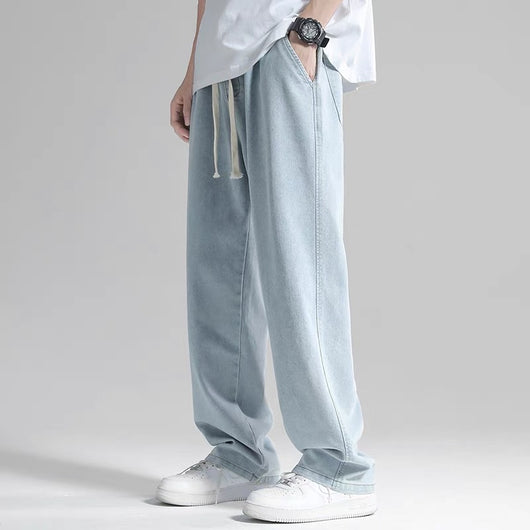 Pantalón Jeans Hombre Corte Recto Ancho Suelto con Caída - Image 4