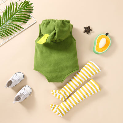 Disfraz de Aguacate Bebé - Conjunto Dos Piezas con Capucha y Medias Rayadas - Image 6