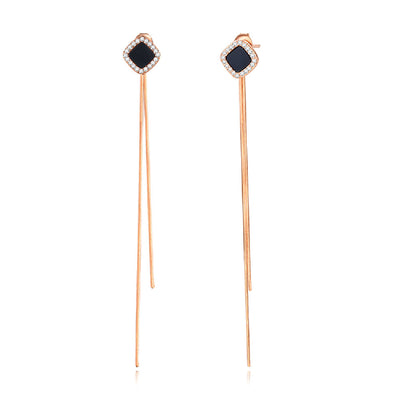 Aretes Largos de Plata Esterlina Negra - Image 4