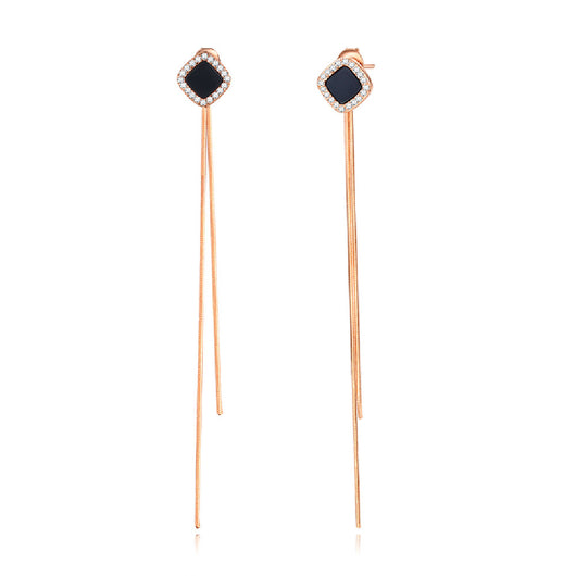 Aretes Largos de Plata Esterlina Negra - Image 4