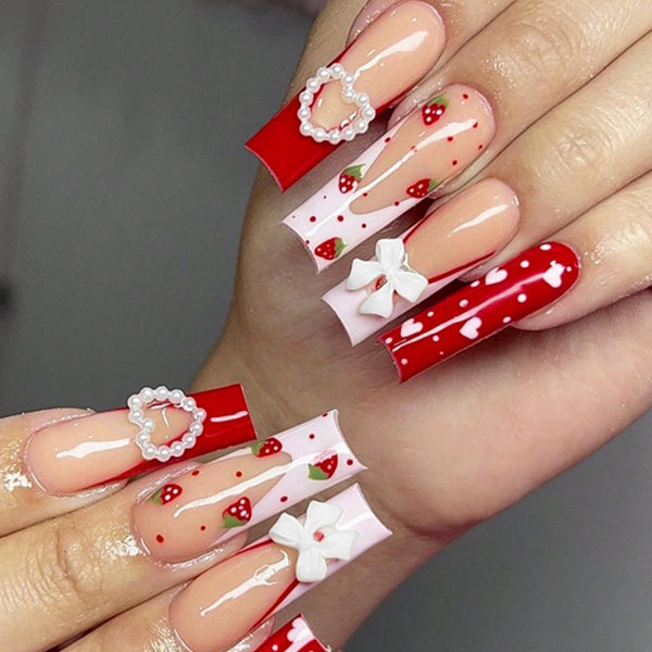 Stickers de Uñas Artesanales Extralargas para San Valentín