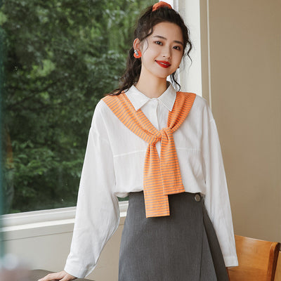 Camisa Azul Manga Larga Estilo Relajado para Mujer - Image 3