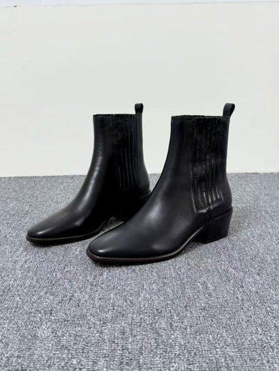 Botas Retro de Tacón Cuadrado y Punta Cuadrada en Cuero Mate para Mujer - Image 22