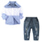 Conjunto Infantil: Camisa Manga Larga + Jeans Rotos para Primavera y Otoño