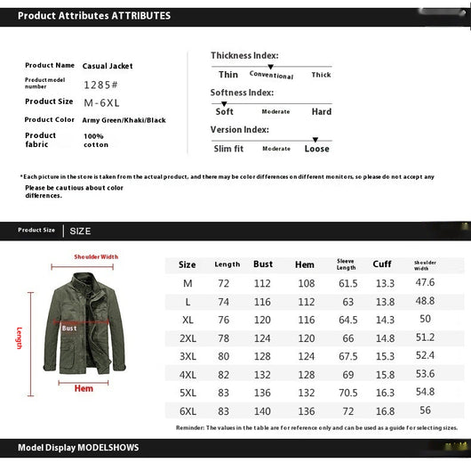 Chaqueta de Algodón Lavado Suelta para Hombre - Image 6