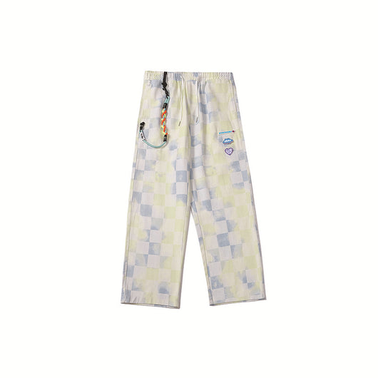 Pantalones Casuales a Cuadros con Degradado Holgados y Rectos para Hombre y Mujer - Image 6