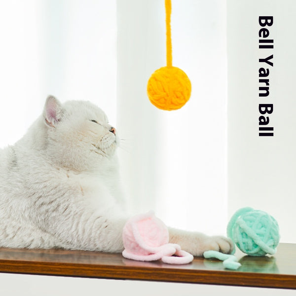 Pelota de Lana Tejida Artesanal para Gatos - Juguete Interactivo Antiestrés