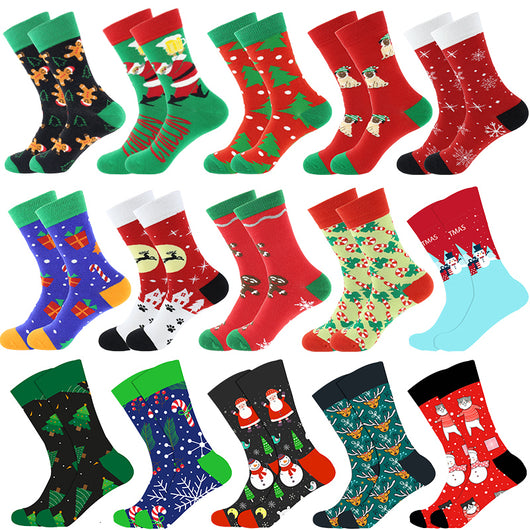 Calcetines Navideños de Algodón con Reno y Nieve - Diseño Festivo Alegre - Image 3