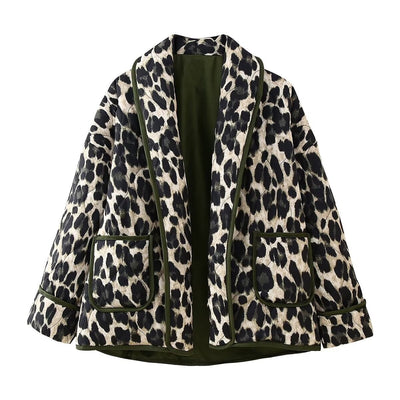 Abrigo Suelto de Piel de Cordero Estampado Leopardo - Image 21
