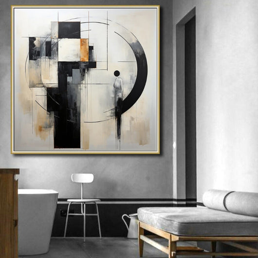 Cuadro Abstracto Minimalista en Blanco y Negro - Arte Moderno sin Marco para Sala - Image 3