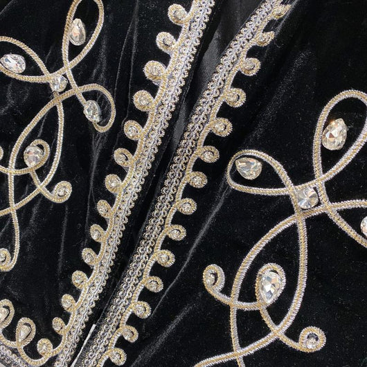 Chaqueta de Terciopelo Trenzada con Botones de Diamante para Mujer - Image 4