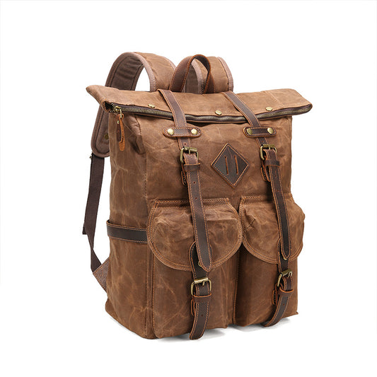 Mochila Vintage de Cuero Crazy Horse Impermeable con Gran Capacidad - Image 2