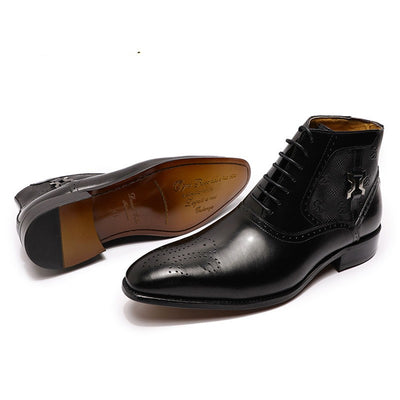 Botas de Cuero para Hombre con Punta Afilada y Cordones Frontales - Image 11