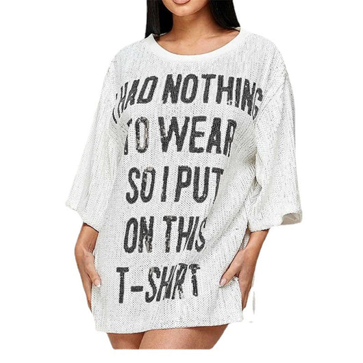 Playera Blanca para Mujer con Lentejuelas y Letras - Image 7