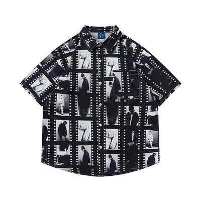 Camisa Suelta Estampado Video Tape para Hombre - Image 12