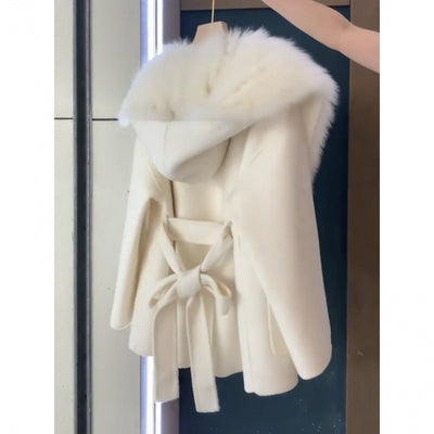Abrigo de Lana con Detalles de Piel para Mujer - Image 5