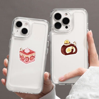 Hand holding a strawberry shortcake sticker with a tiny bunny, part of a 40-piece set of cute cartoon dessert stickers. - Image 9