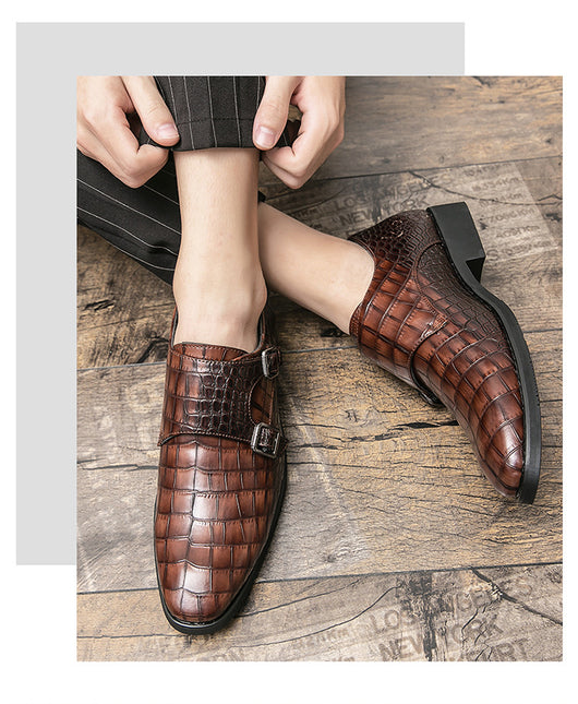 Zapatos de Cuero para Hombre Estilo Británico con Punta Cuadrada y Patrón Grabado - Image 10