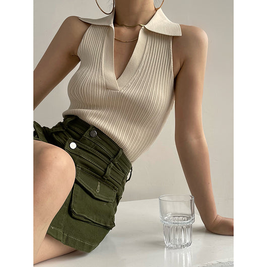 Top Crop Polo con Solapa para Mujer - Image 2