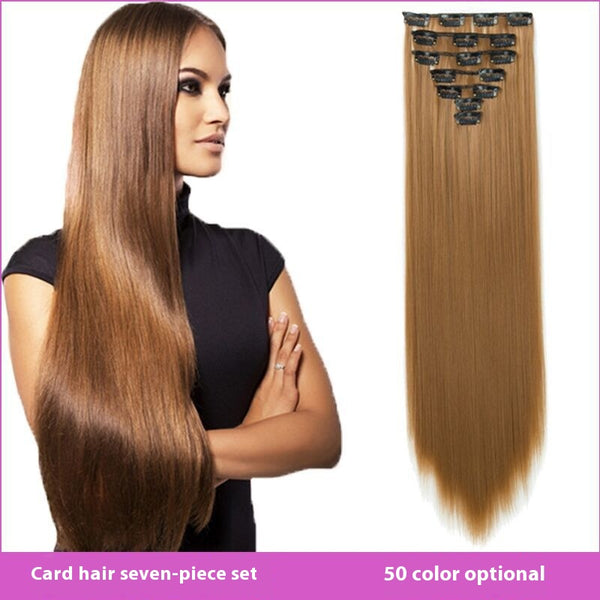Set de Extensiones de Cabello con 16 Clips - Peluca de Fibra Sintética Premium